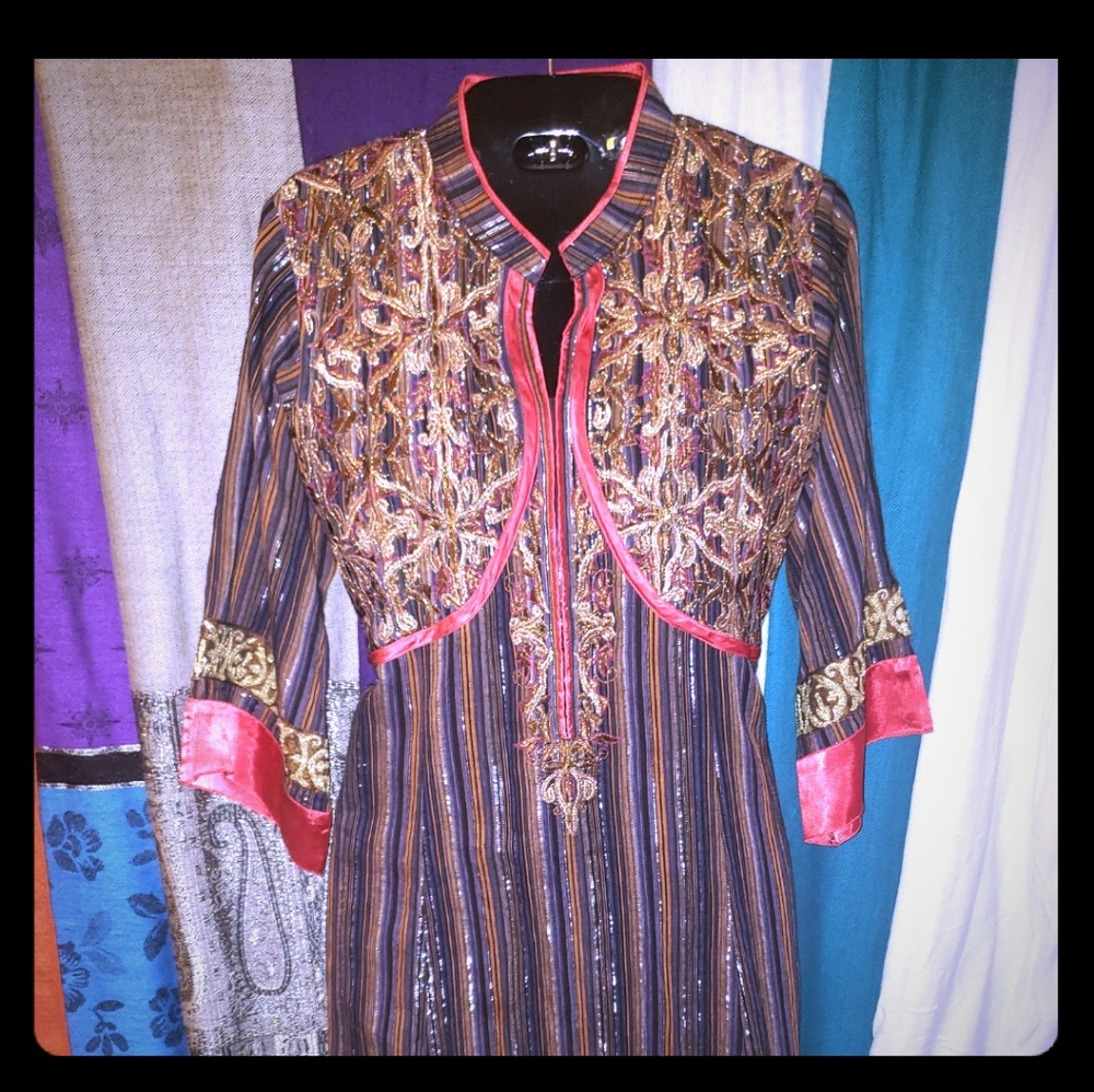 Authentic Middle Eastern Multicolored Kaftan Top - image 1